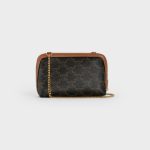 CLUTCH WITH CHAIN IN TRIOMPHE CANVAS AND LAMBSKIN TAN - Image 3